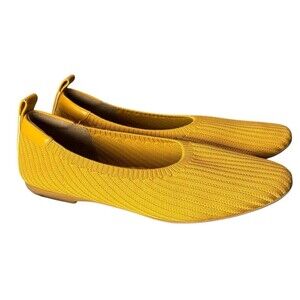 EVERLANE THE DAY GLOVE REKNIT MUSTARD BALLET FLATS SHOES WOVEN STRETCH WOMENS 8